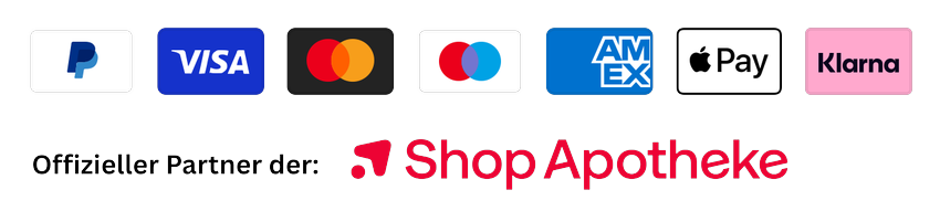 Zahlungsarten: PayPal, Visa, Mastercard, Maestro, American Express, Apple Pay, Klarna. Offizieller Partner der Shop Apotheke