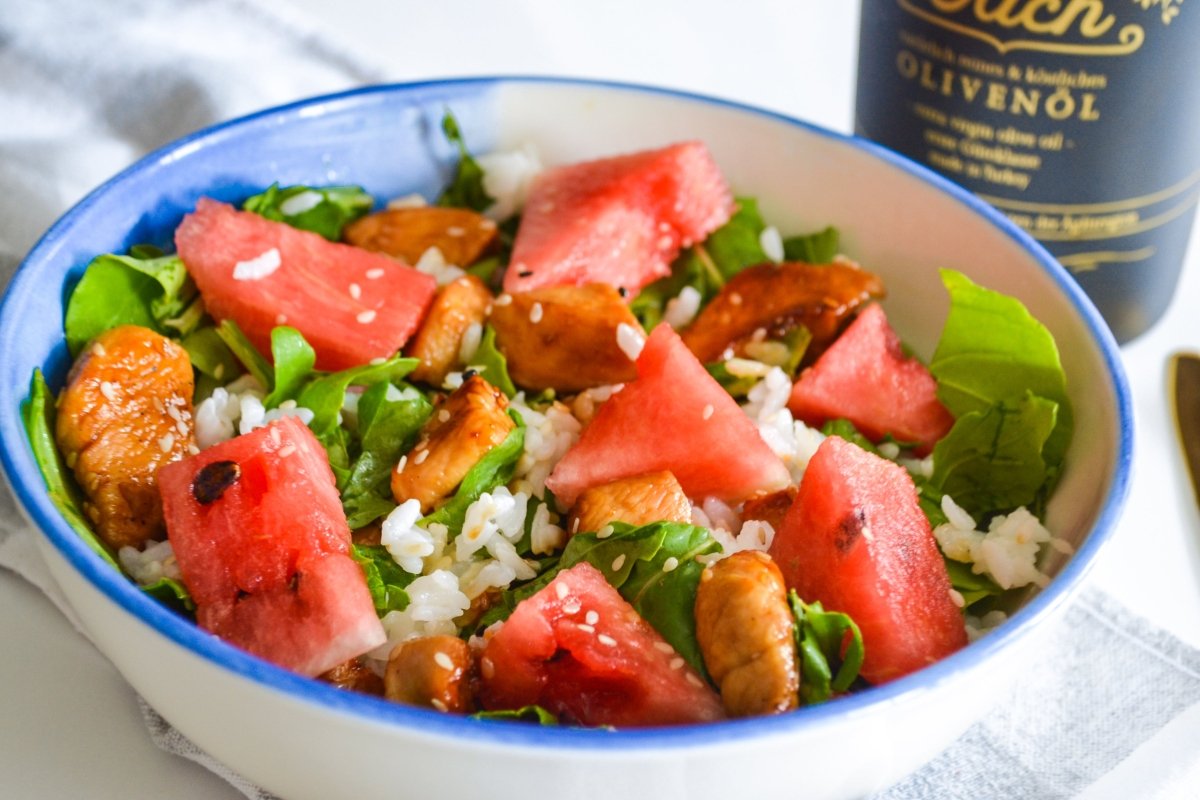 Wassermelone & Reissalat mit Huhn 🍉 - Ölich