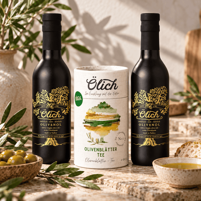 Ölich Olivenöl und Olivenblatt Tee als Geschenk
