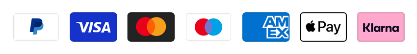 Zahlungsarten: PayPal, Visa, Mastercard, Maestro, American Express, Apple Pay, Klarna